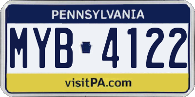 PA license plate MYB4122