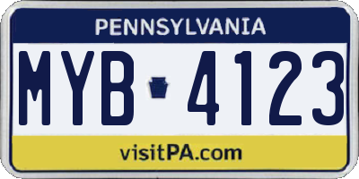 PA license plate MYB4123