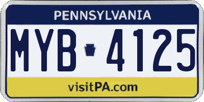 PA license plate MYB4125