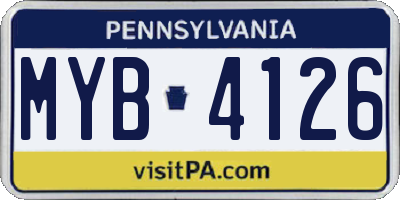 PA license plate MYB4126