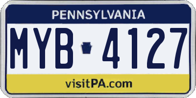 PA license plate MYB4127