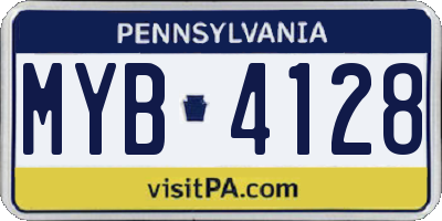 PA license plate MYB4128