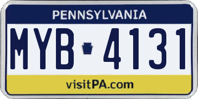 PA license plate MYB4131