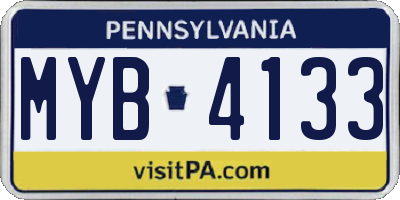PA license plate MYB4133