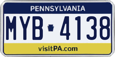 PA license plate MYB4138