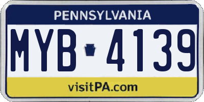 PA license plate MYB4139