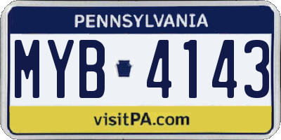PA license plate MYB4143