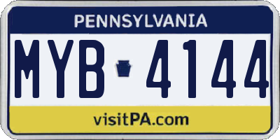 PA license plate MYB4144
