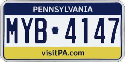 PA license plate MYB4147