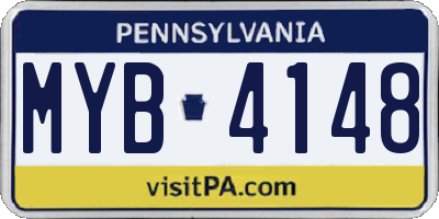 PA license plate MYB4148