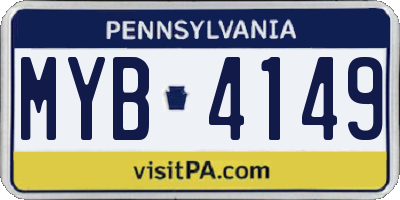 PA license plate MYB4149