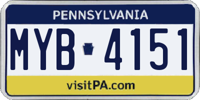 PA license plate MYB4151