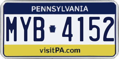 PA license plate MYB4152