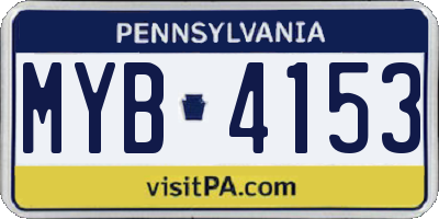 PA license plate MYB4153