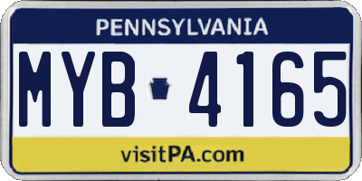 PA license plate MYB4165