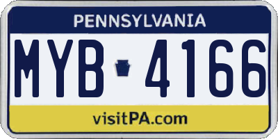 PA license plate MYB4166