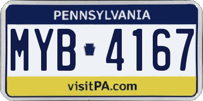 PA license plate MYB4167