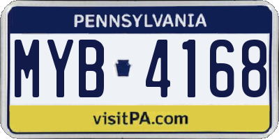 PA license plate MYB4168