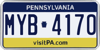 PA license plate MYB4170