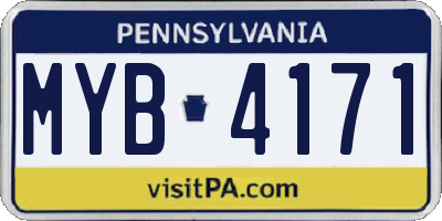 PA license plate MYB4171