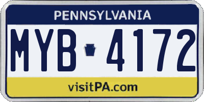 PA license plate MYB4172