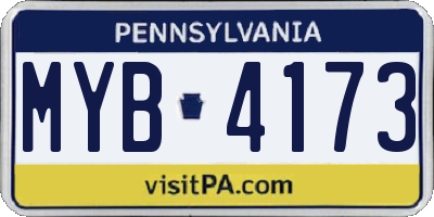 PA license plate MYB4173