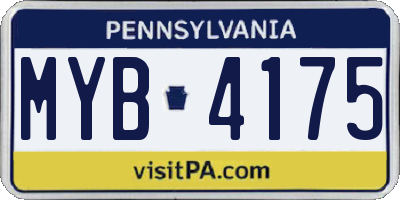 PA license plate MYB4175