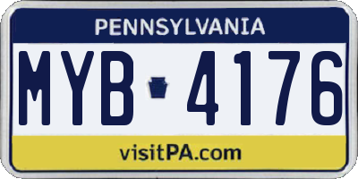 PA license plate MYB4176