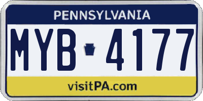 PA license plate MYB4177