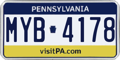 PA license plate MYB4178