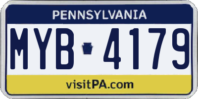 PA license plate MYB4179