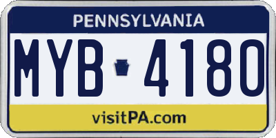 PA license plate MYB4180