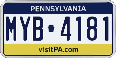PA license plate MYB4181