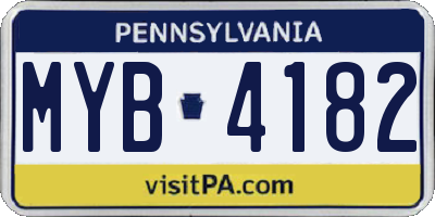 PA license plate MYB4182