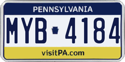 PA license plate MYB4184