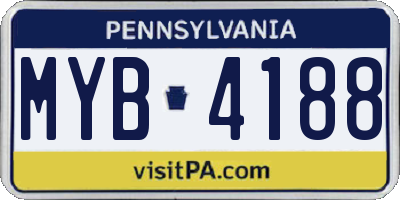 PA license plate MYB4188