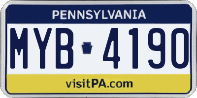PA license plate MYB4190