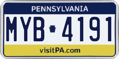 PA license plate MYB4191