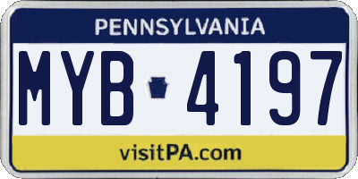PA license plate MYB4197