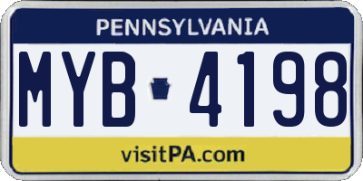 PA license plate MYB4198