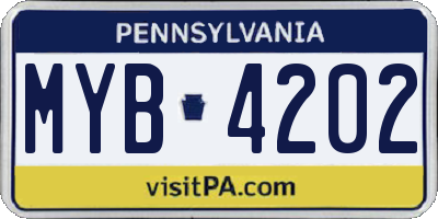 PA license plate MYB4202