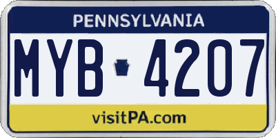 PA license plate MYB4207