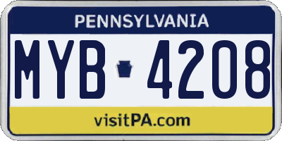 PA license plate MYB4208