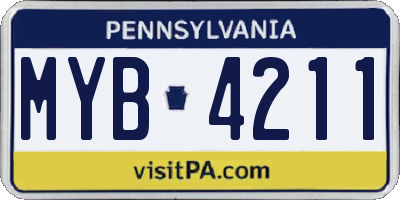 PA license plate MYB4211
