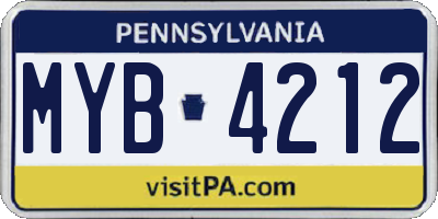 PA license plate MYB4212
