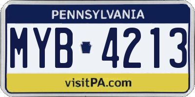PA license plate MYB4213