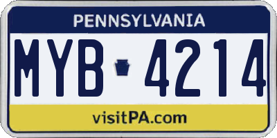 PA license plate MYB4214