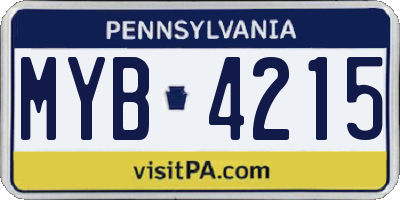 PA license plate MYB4215