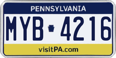 PA license plate MYB4216
