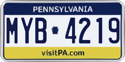 PA license plate MYB4219